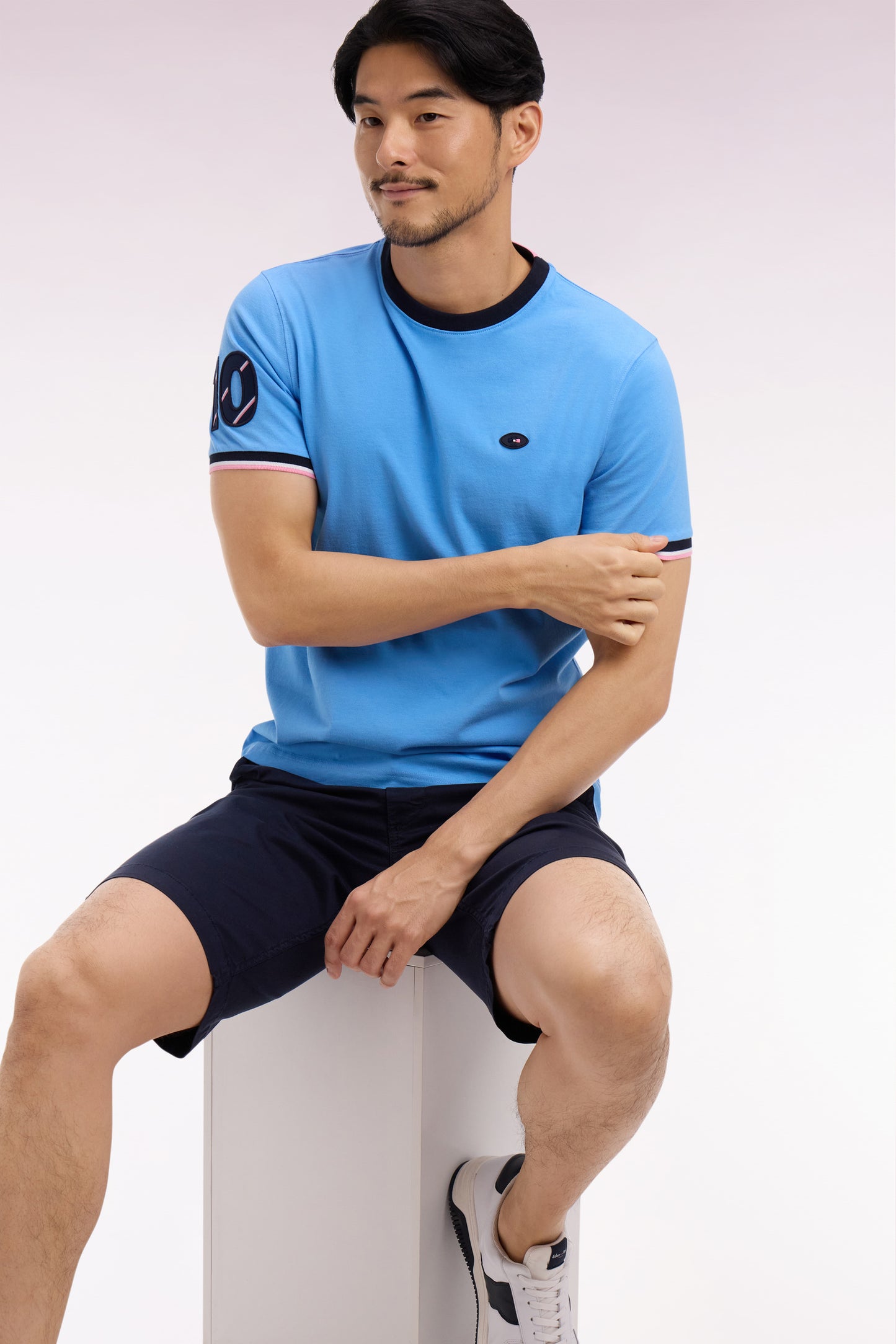 XV de France short-sleeved T-shirt in blue cotton, regular fit