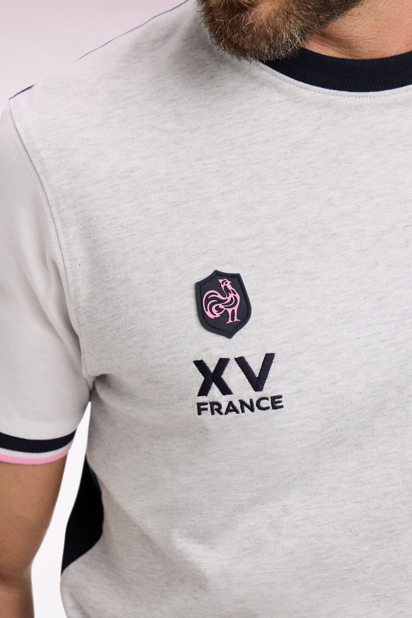 XV de France short-sleeved t-shirt in gray embroidered cotton, regular fit