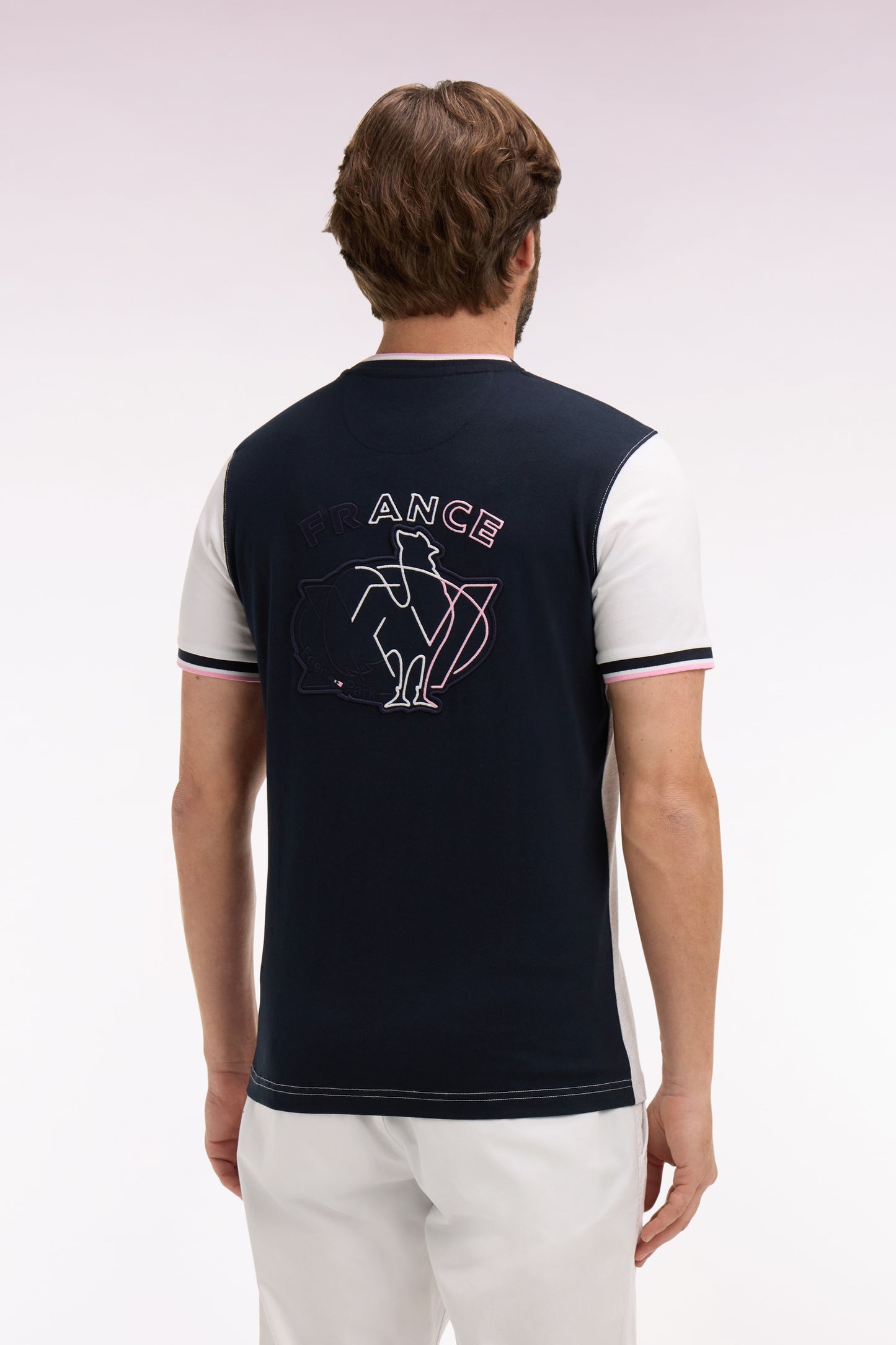XV de France short-sleeved t-shirt in gray embroidered cotton, regular fit