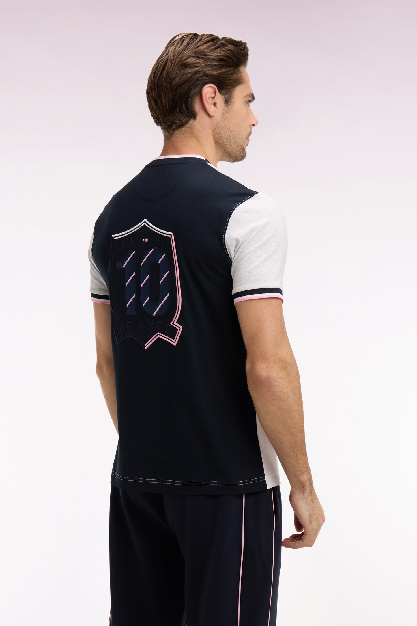 XV de France short-sleeved t-shirt in white embroidered cotton, regular fit