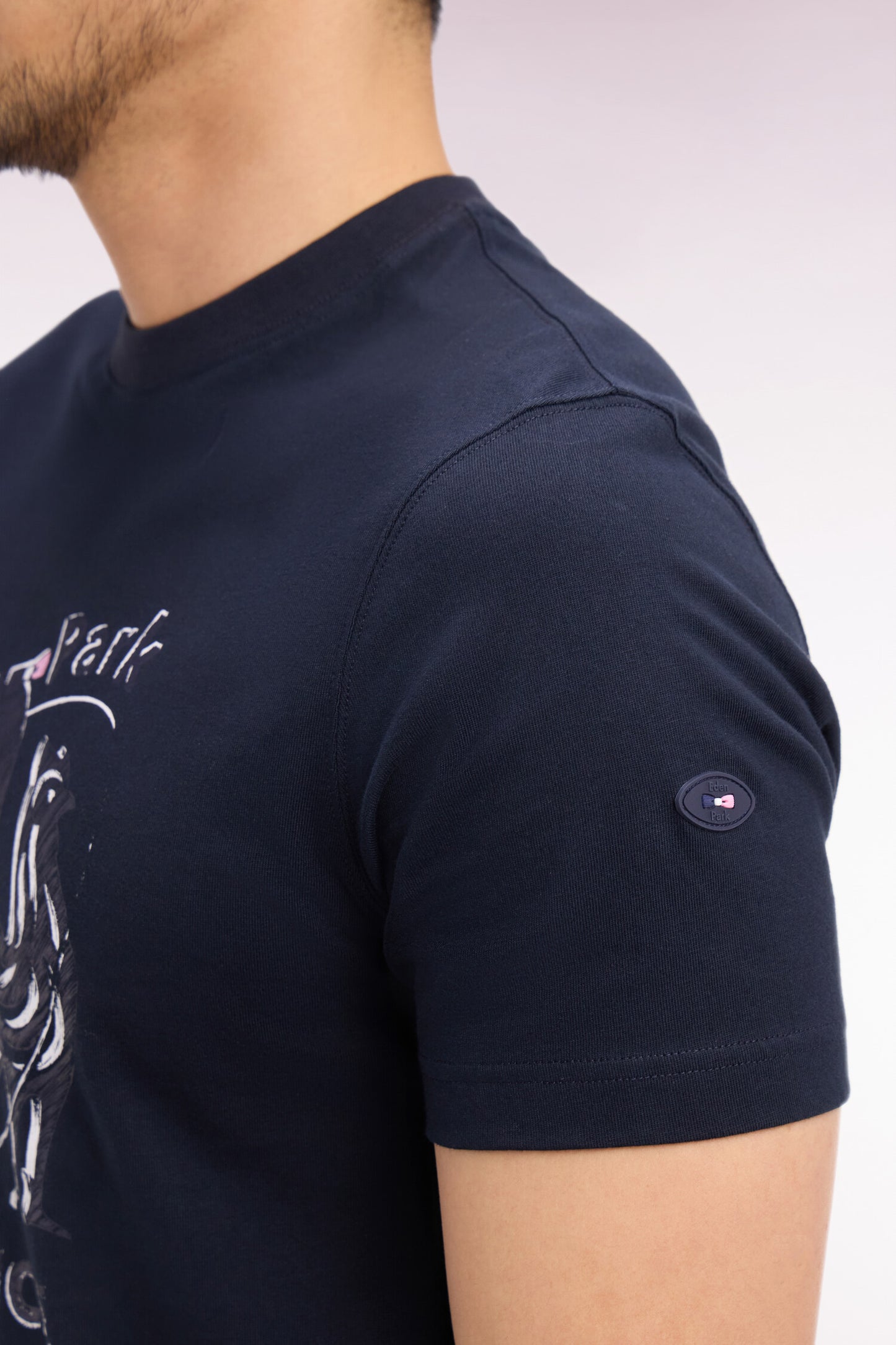 T-shirt XV de France à manches courtes en coton marine sérigraphié coupe regular