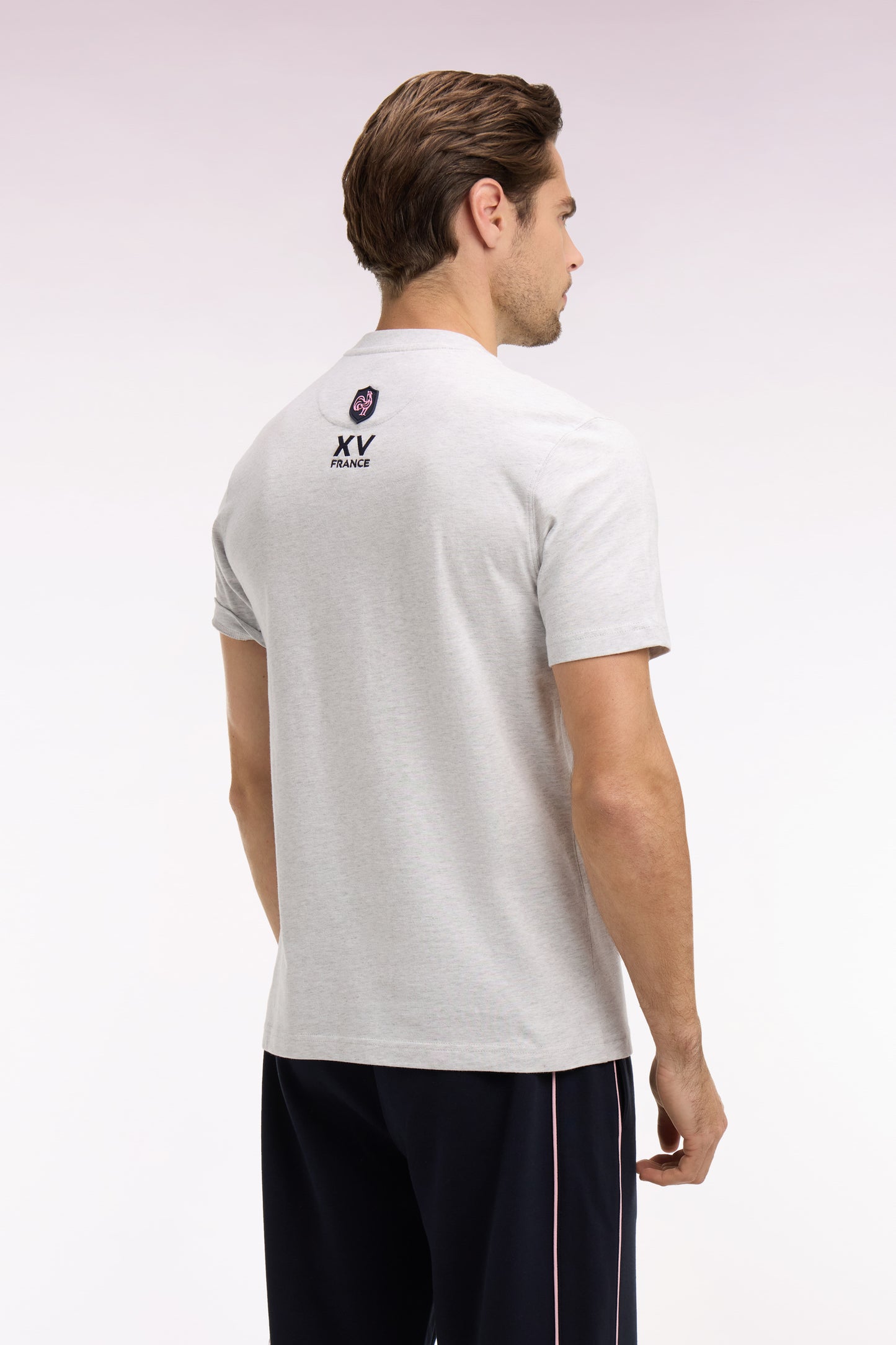 T-shirt XV de France à manches courtes sérigraphié en coton gris coupe regular