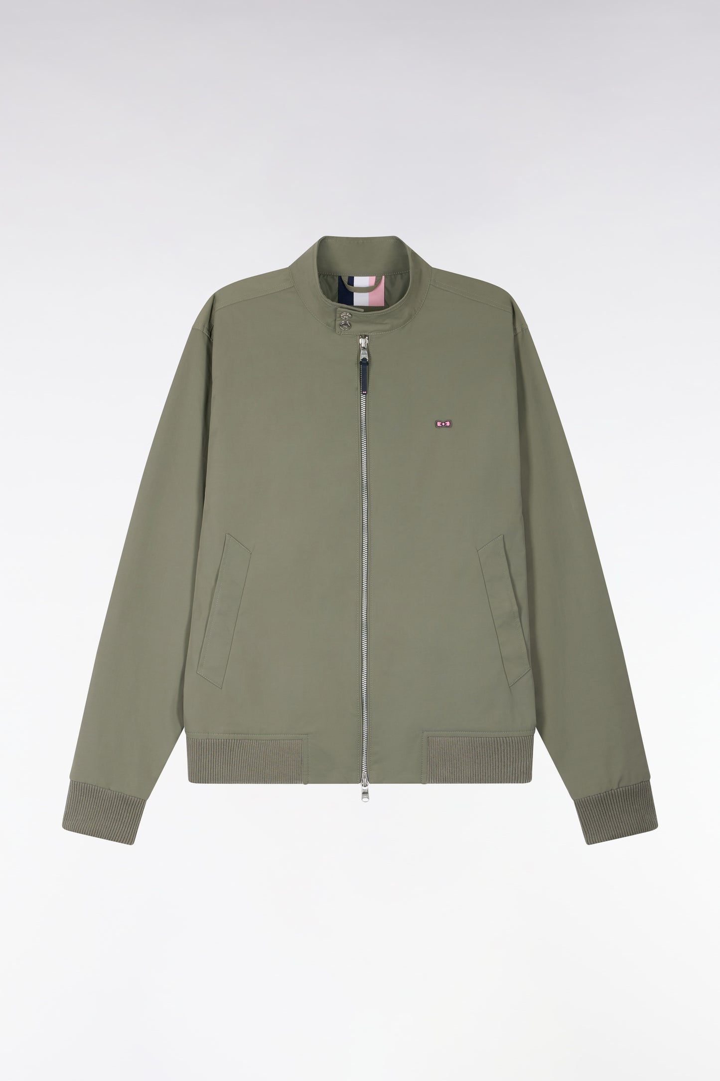 Blouson à col motard en nylon kaki