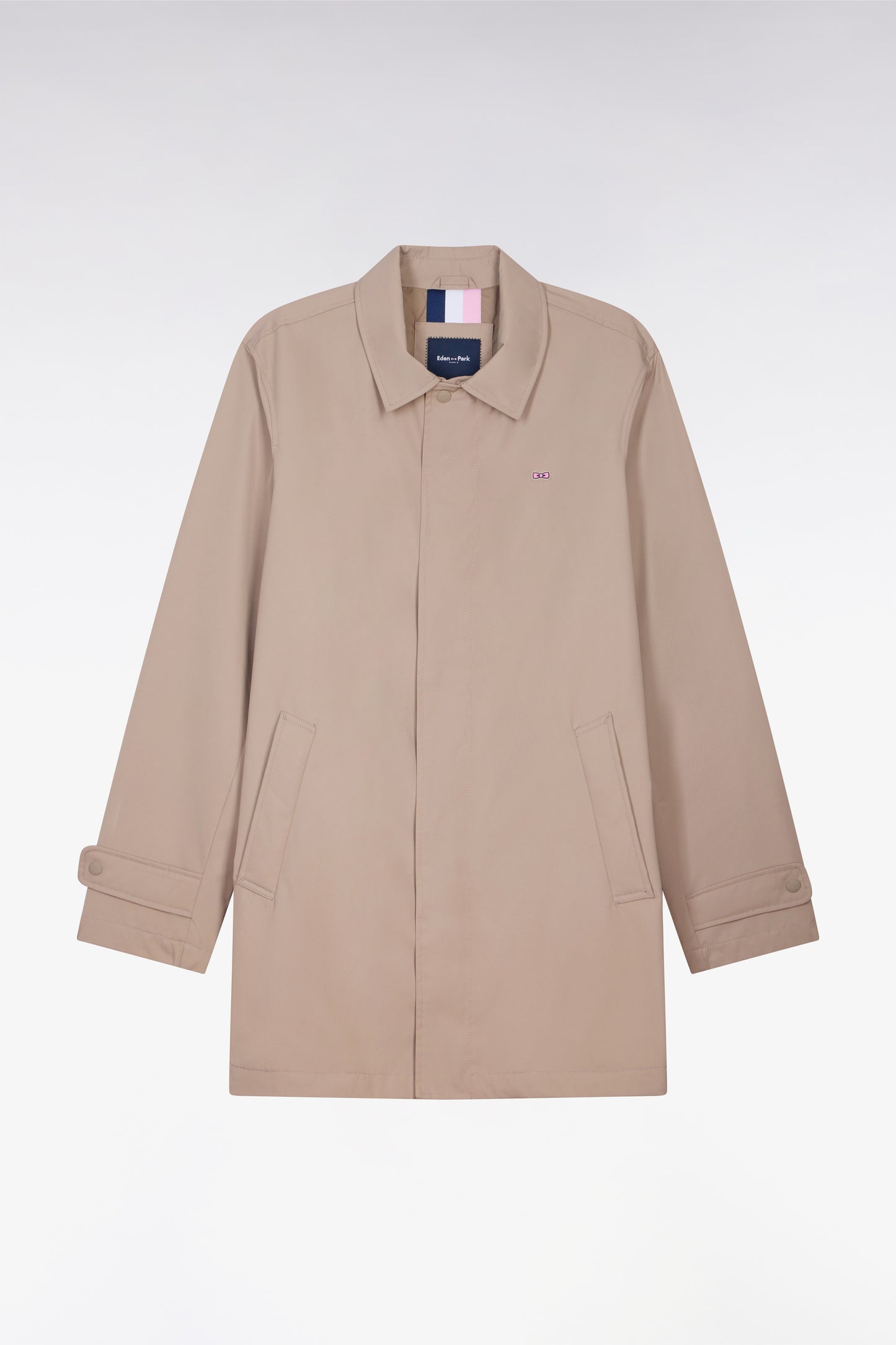 Short raincoat in greige nylon
