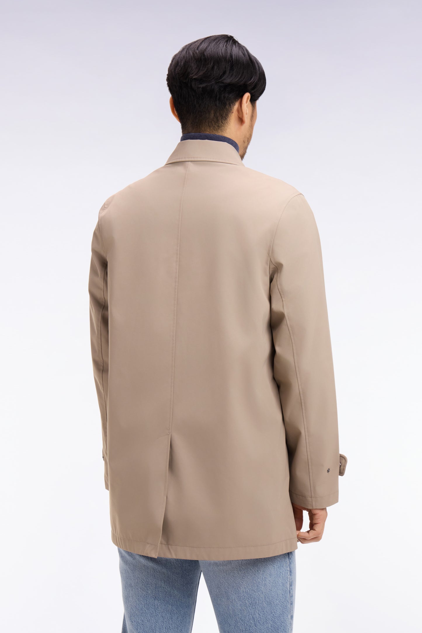 Short raincoat in greige nylon