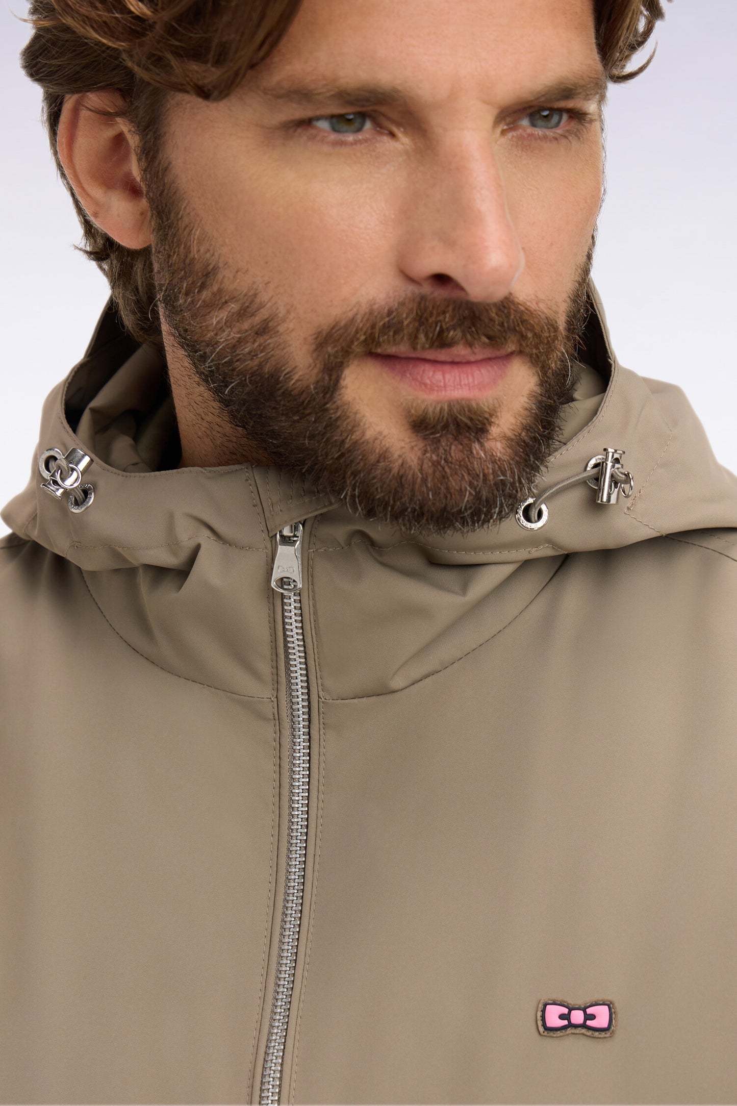 Parka à capuche en nylon beige