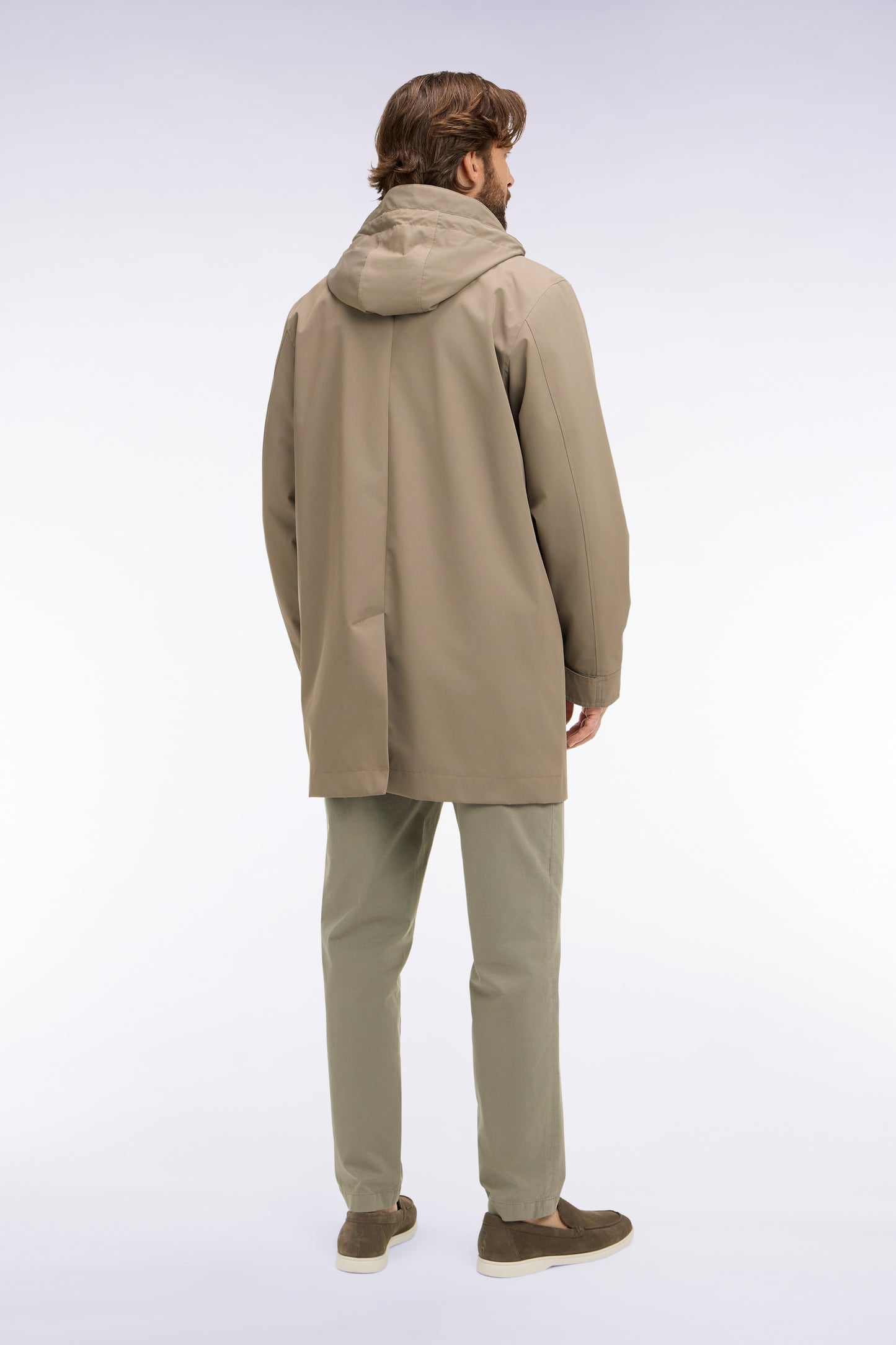 Parka à capuche en nylon beige