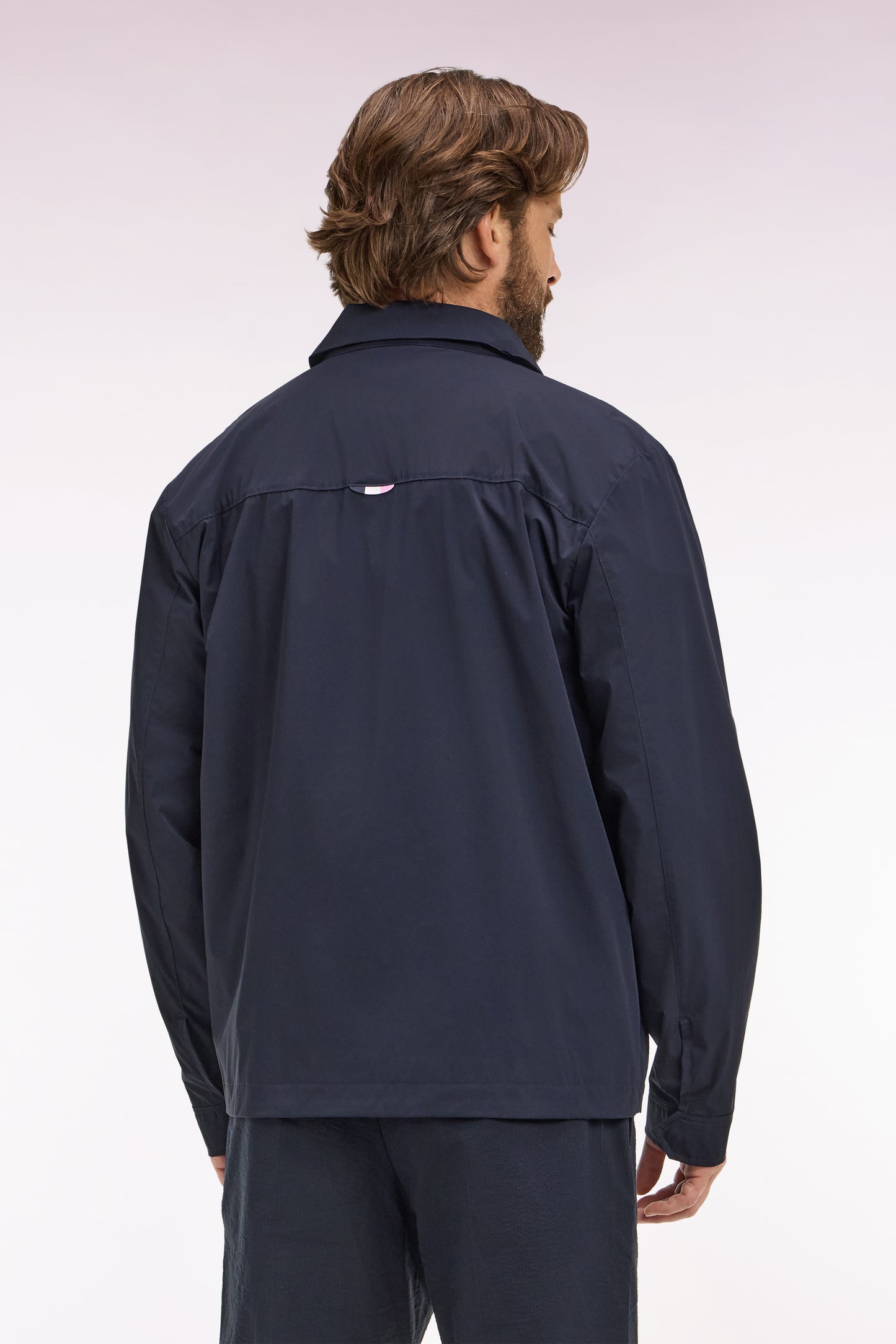 Navy stretch nylon overshirt
