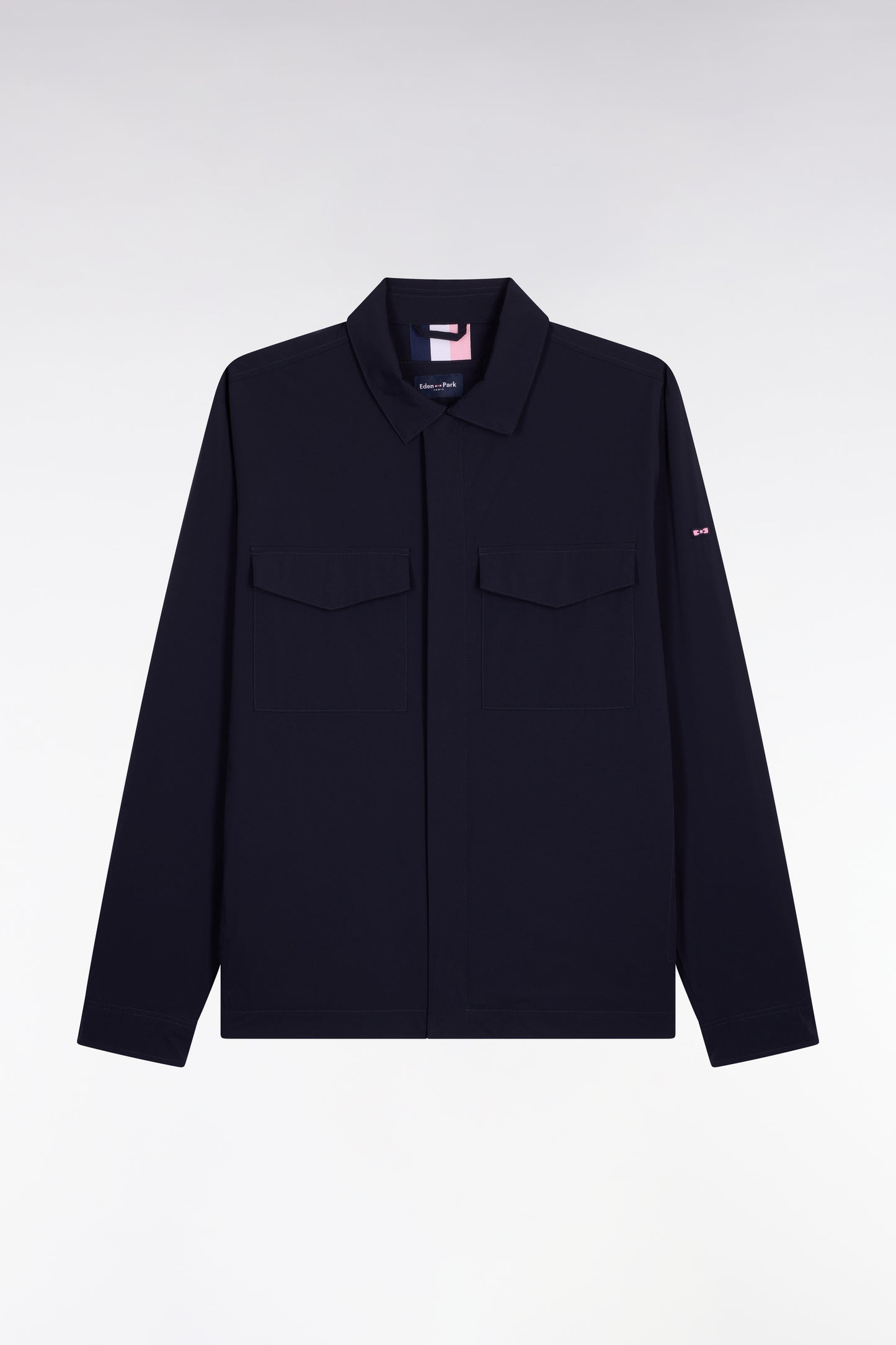 Navy stretch nylon overshirt