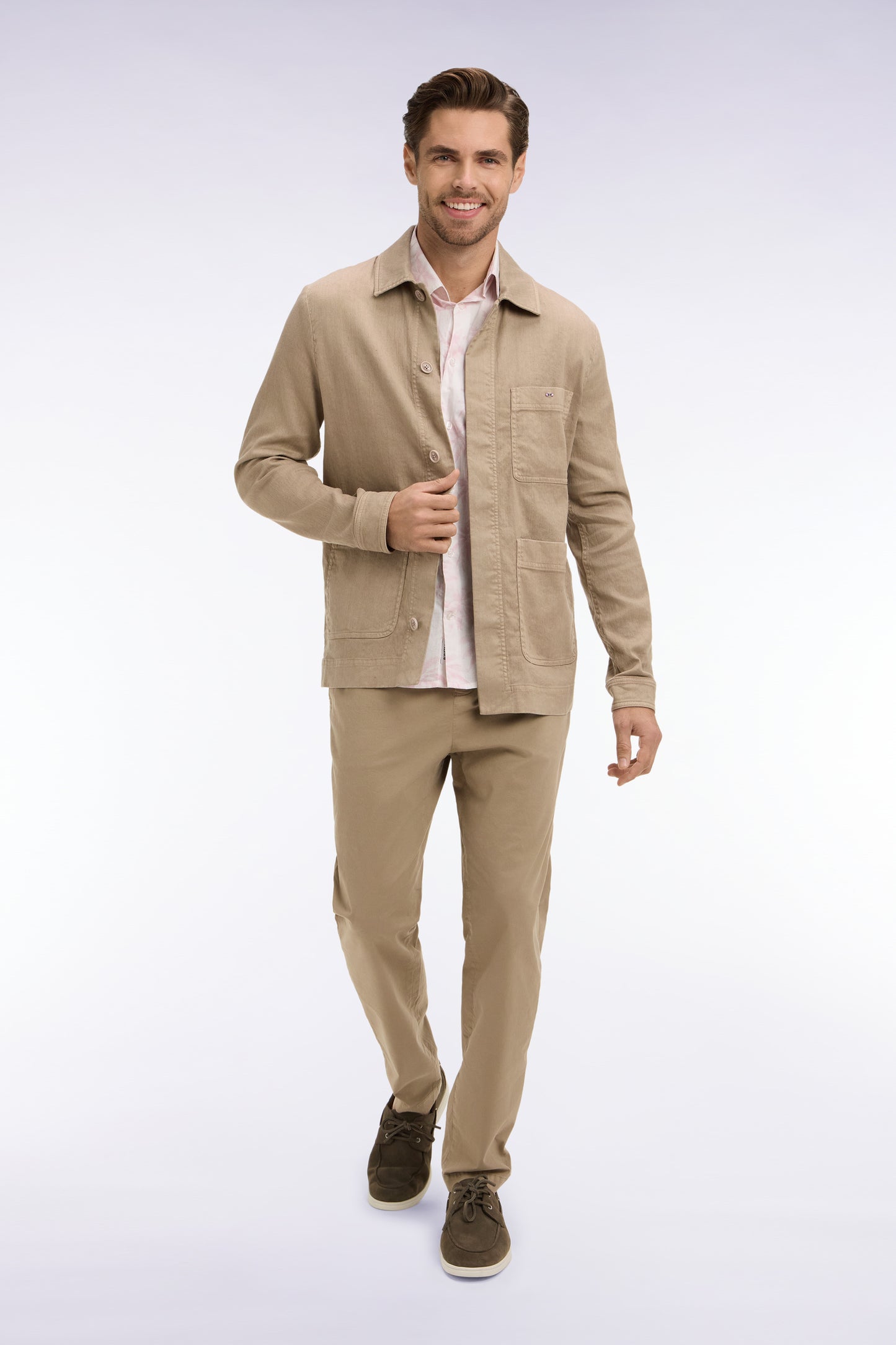 Surchemise en lin et coton beige