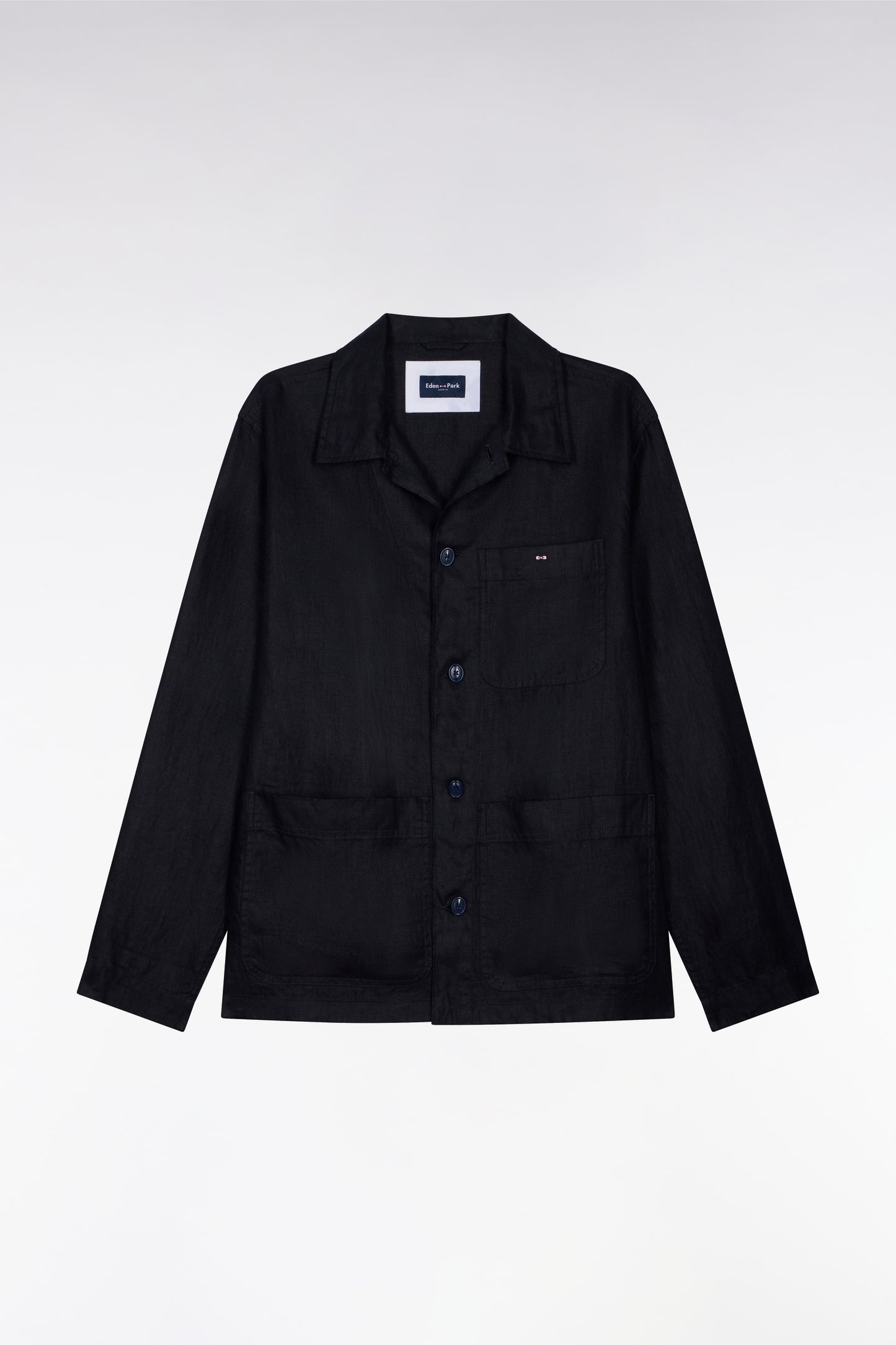 Navy linen and cotton overshirt