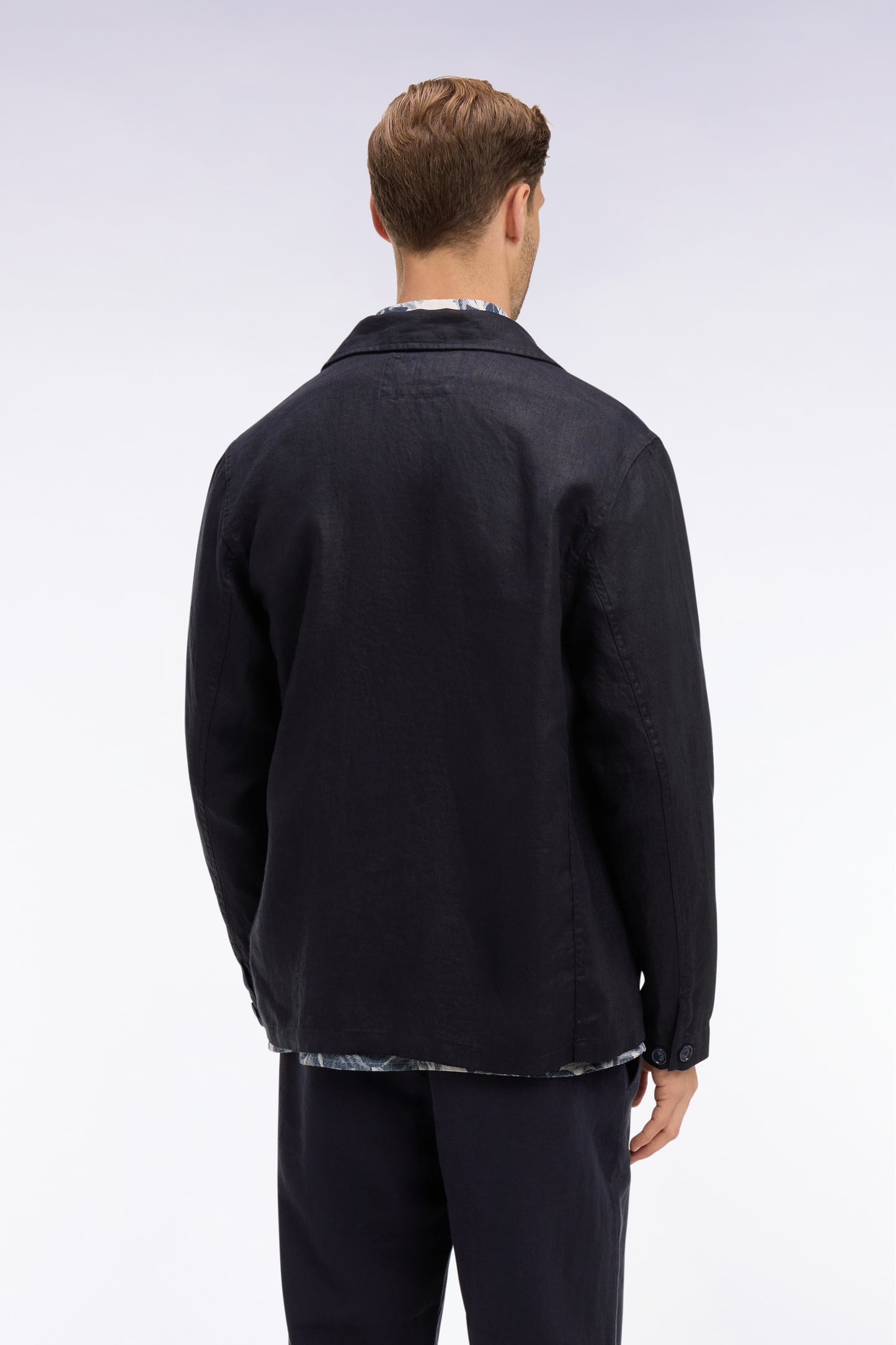 Navy linen and cotton overshirt