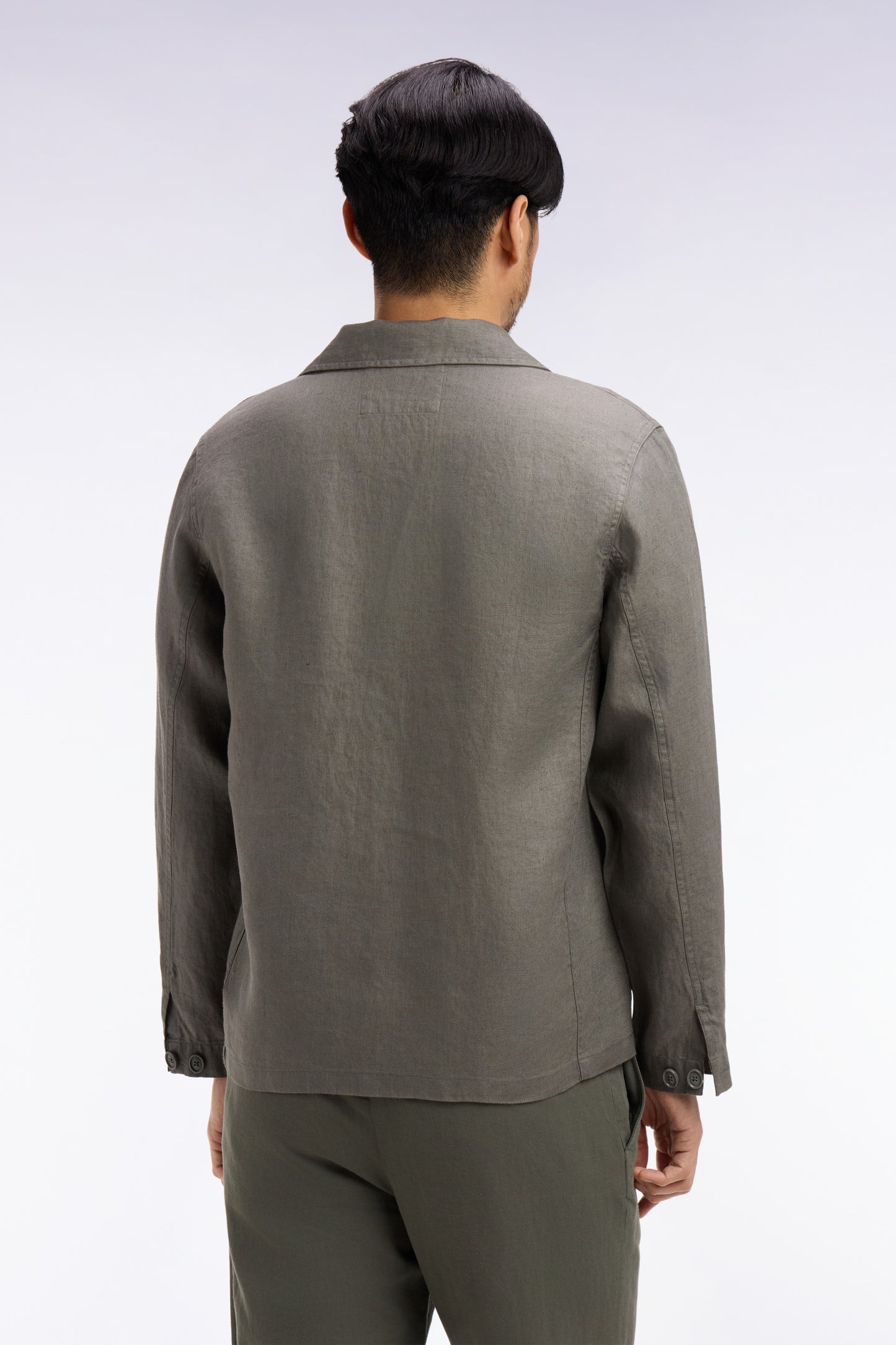 Khaki linen and cotton overshirt
