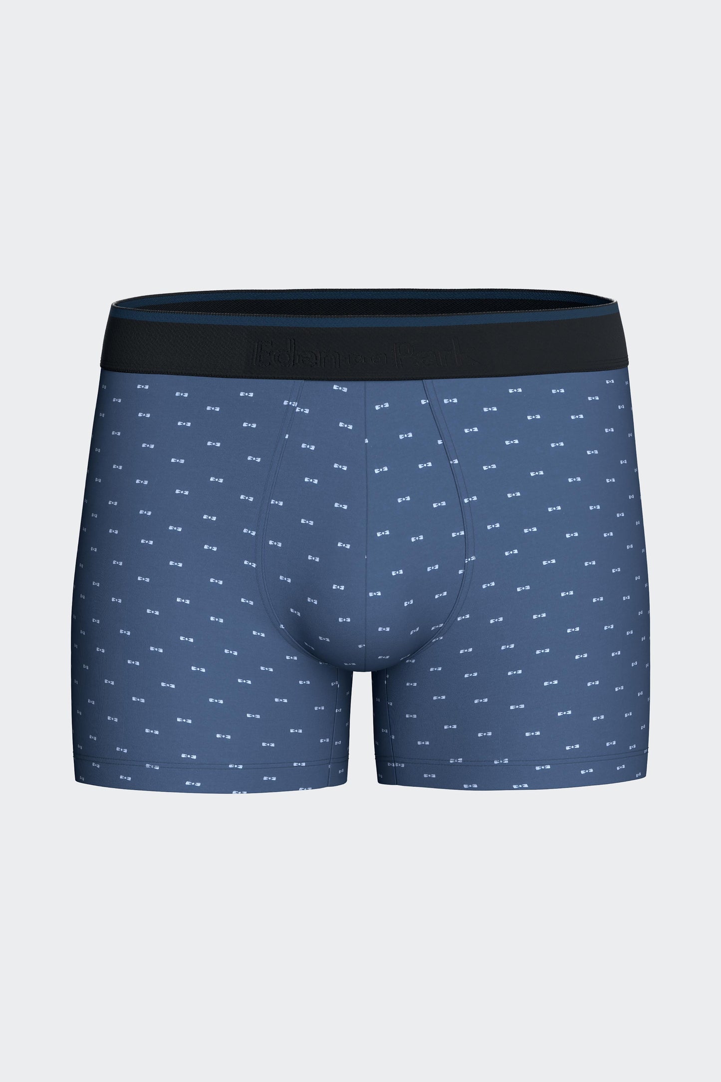 Boxer shorts in blue stretch cotton jersey with micro bow-tie patterns