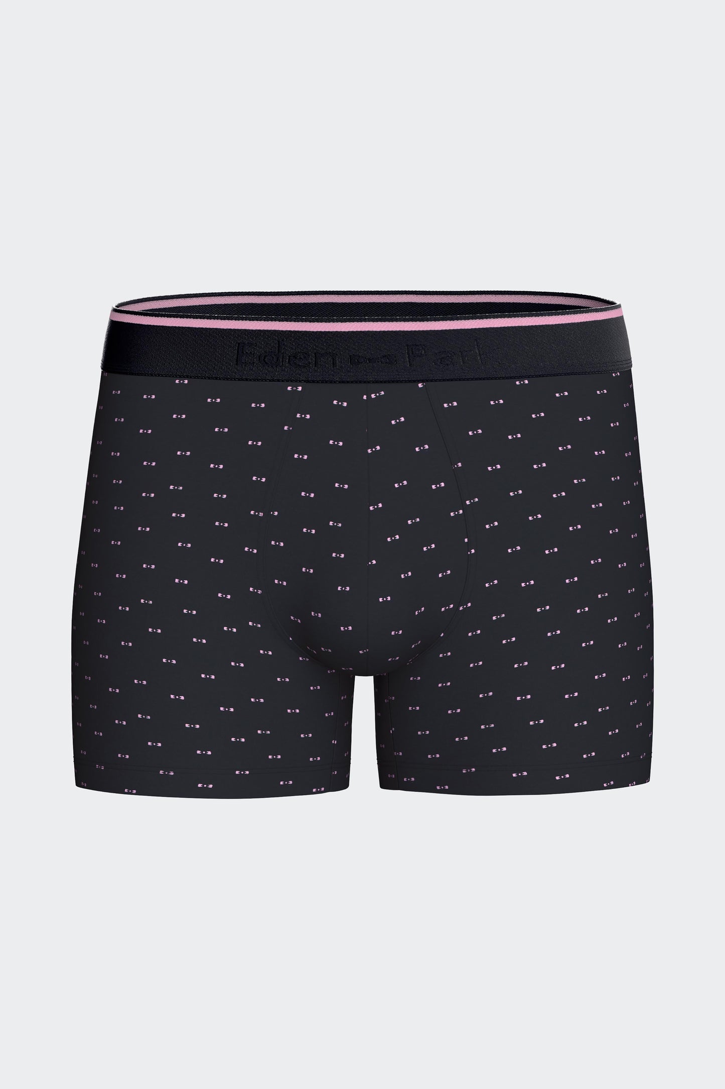 Boxer shorts in navy stretch cotton jersey with micro-patterned bow ties