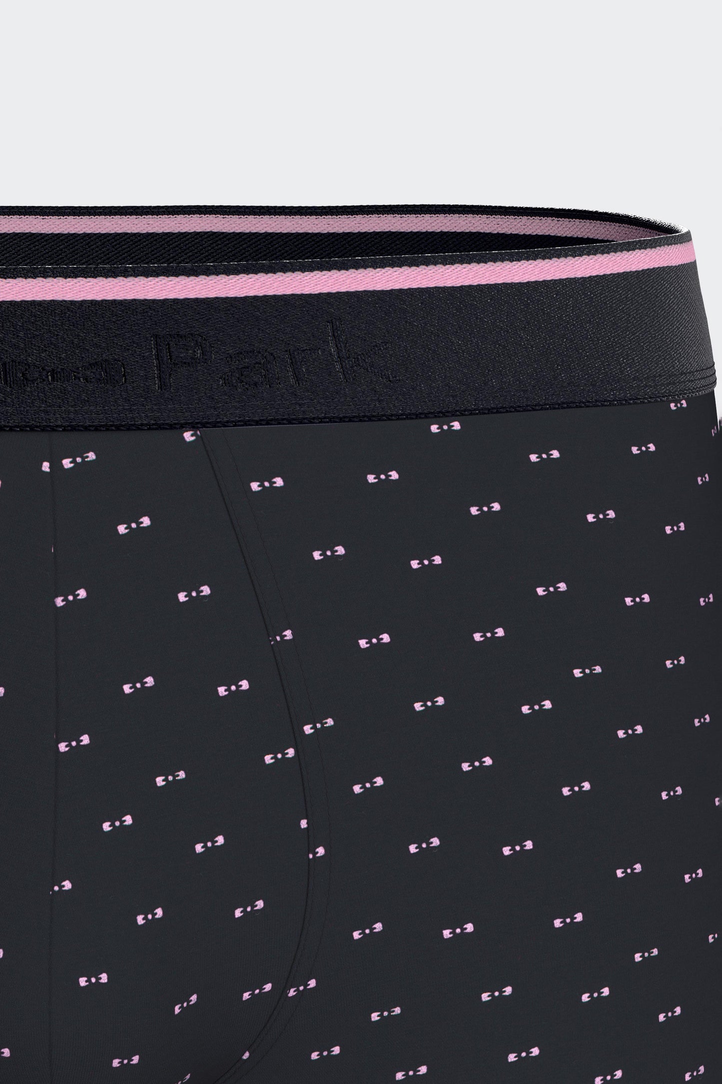 Boxer shorts in navy stretch cotton jersey with micro-patterned bow ties