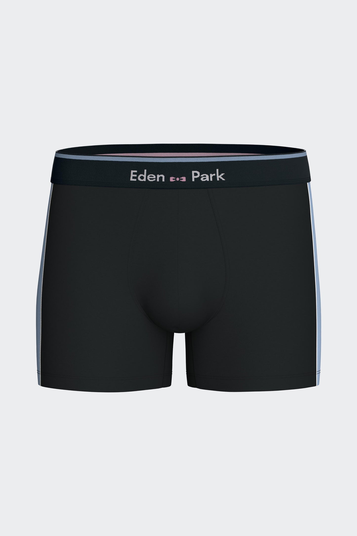 Boxer shorts in navy stretch cotton jersey with blue cutouts