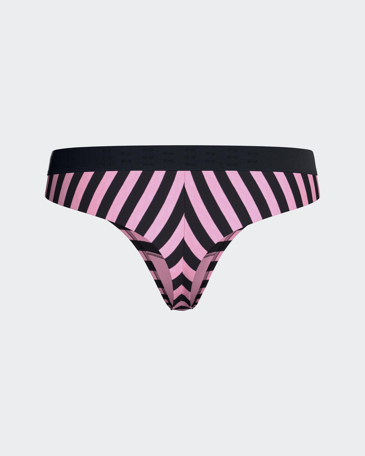Navy and pink striped stretch cotton thong panties