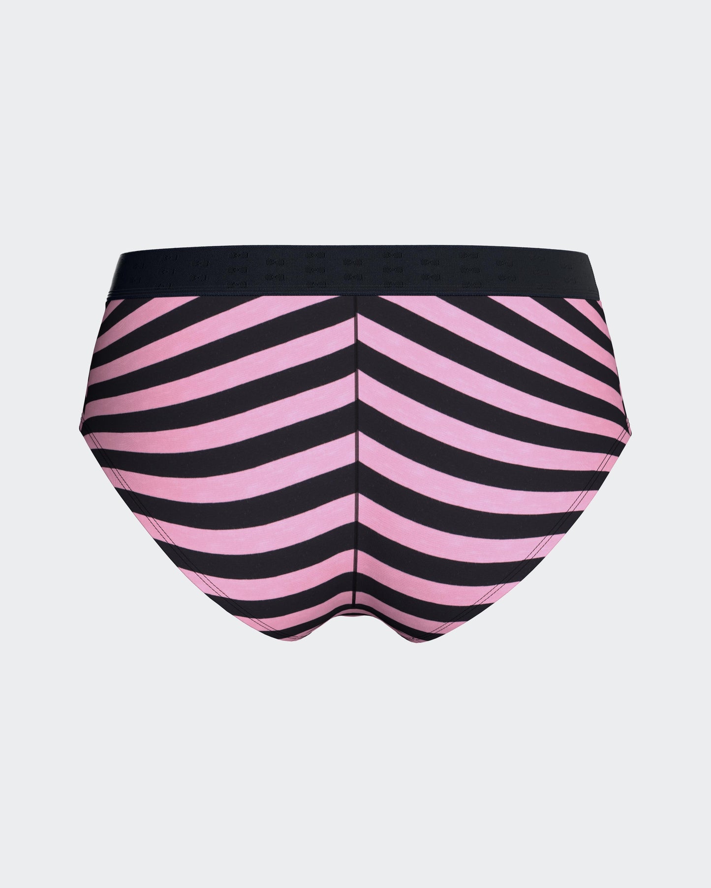 Shorty briefs in navy and pink striped stretch cotton