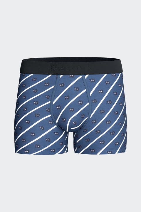 Lot de deux boxers en jersey de coton stretch marine uni et marine micromotifs 10 - Image 3