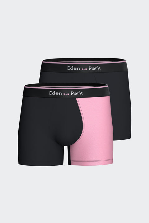 Lot de deux boxers en jersey de coton stretch marine et rose - Image 1