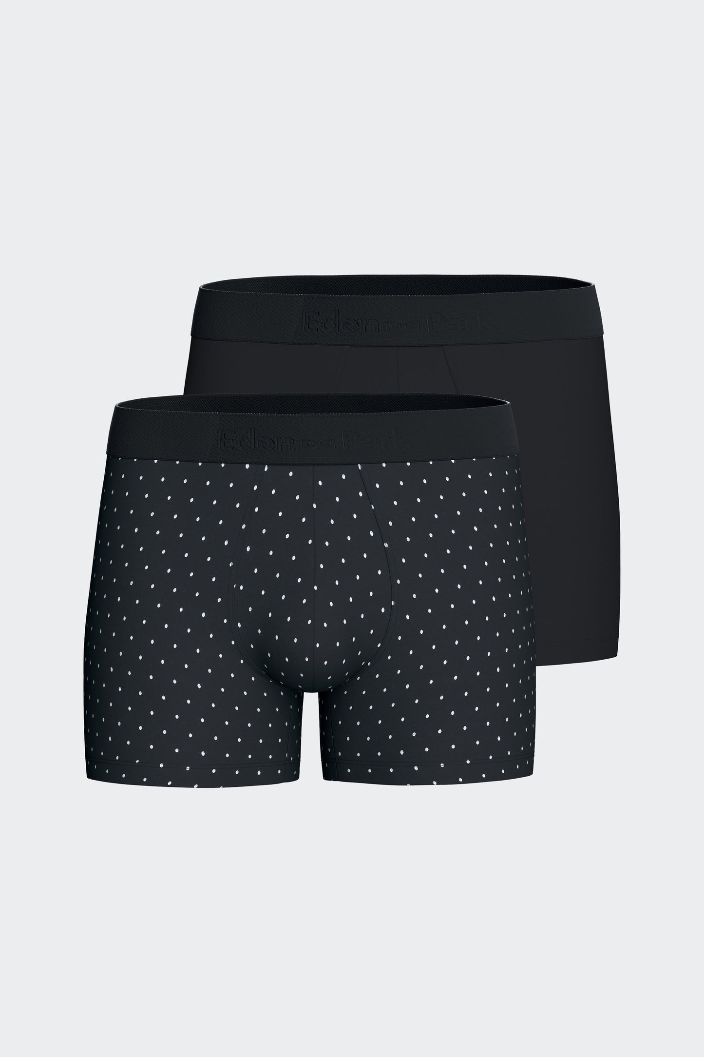 Pack of two boxers in navy stretch cotton jersey with polka dot print