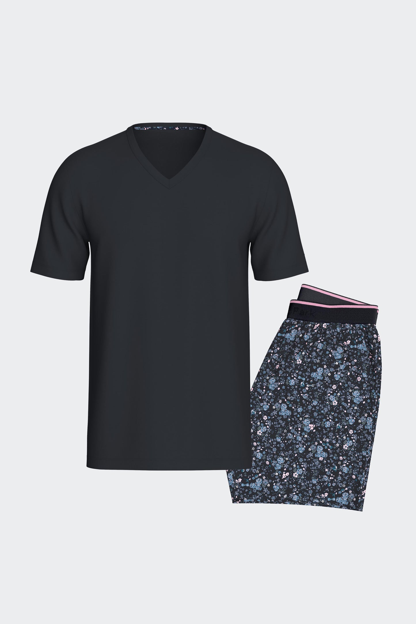 Pyjama court en coton marine short imprimé