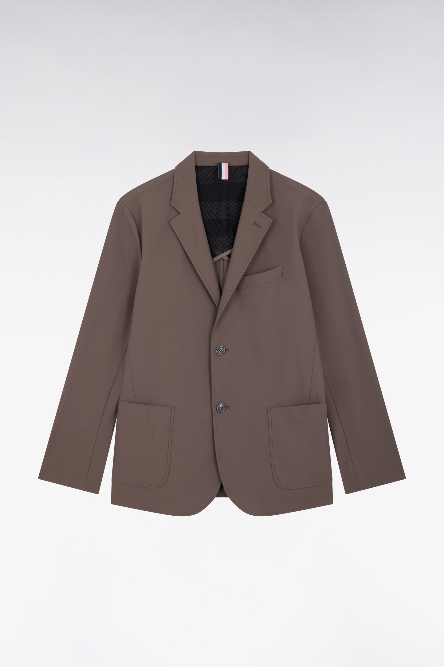 Khaki technical mesh look nylon jacket