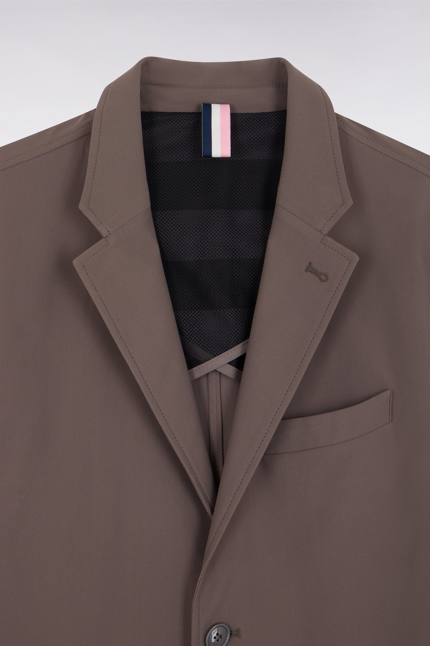 Khaki technical mesh look nylon jacket