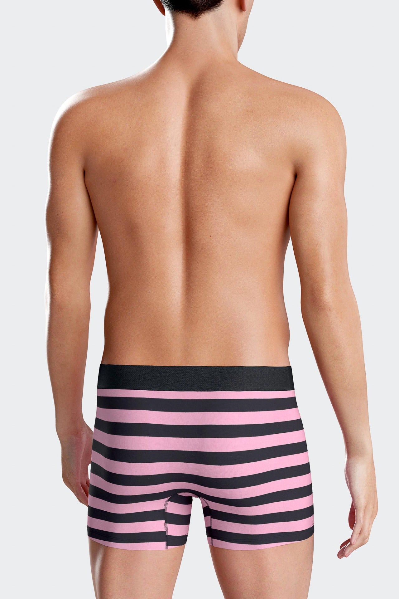 Set of 2 pink striped and solid stretch cotton boxers