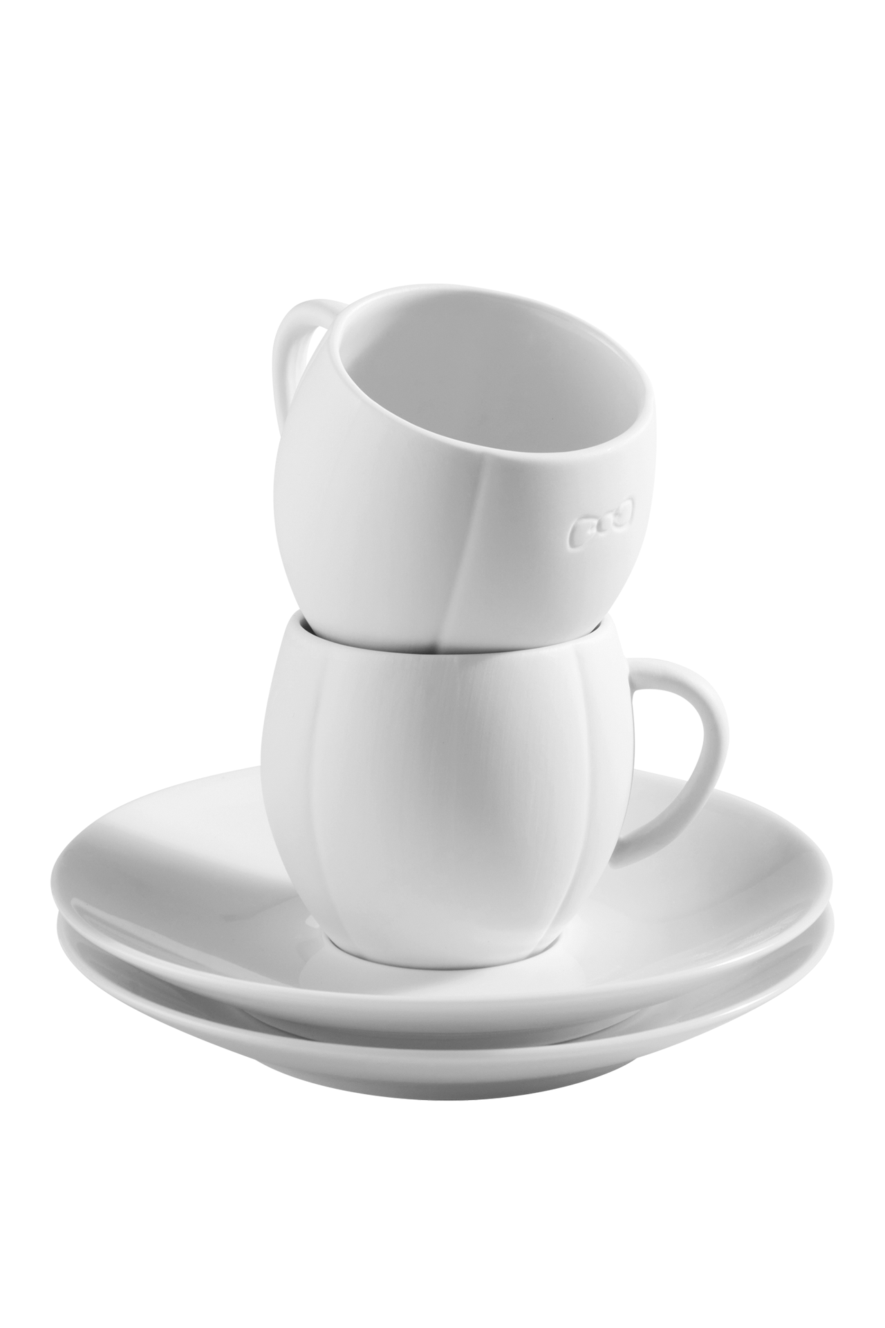 Lot de 2 tasses et sous-tasses blanches en porcelaine