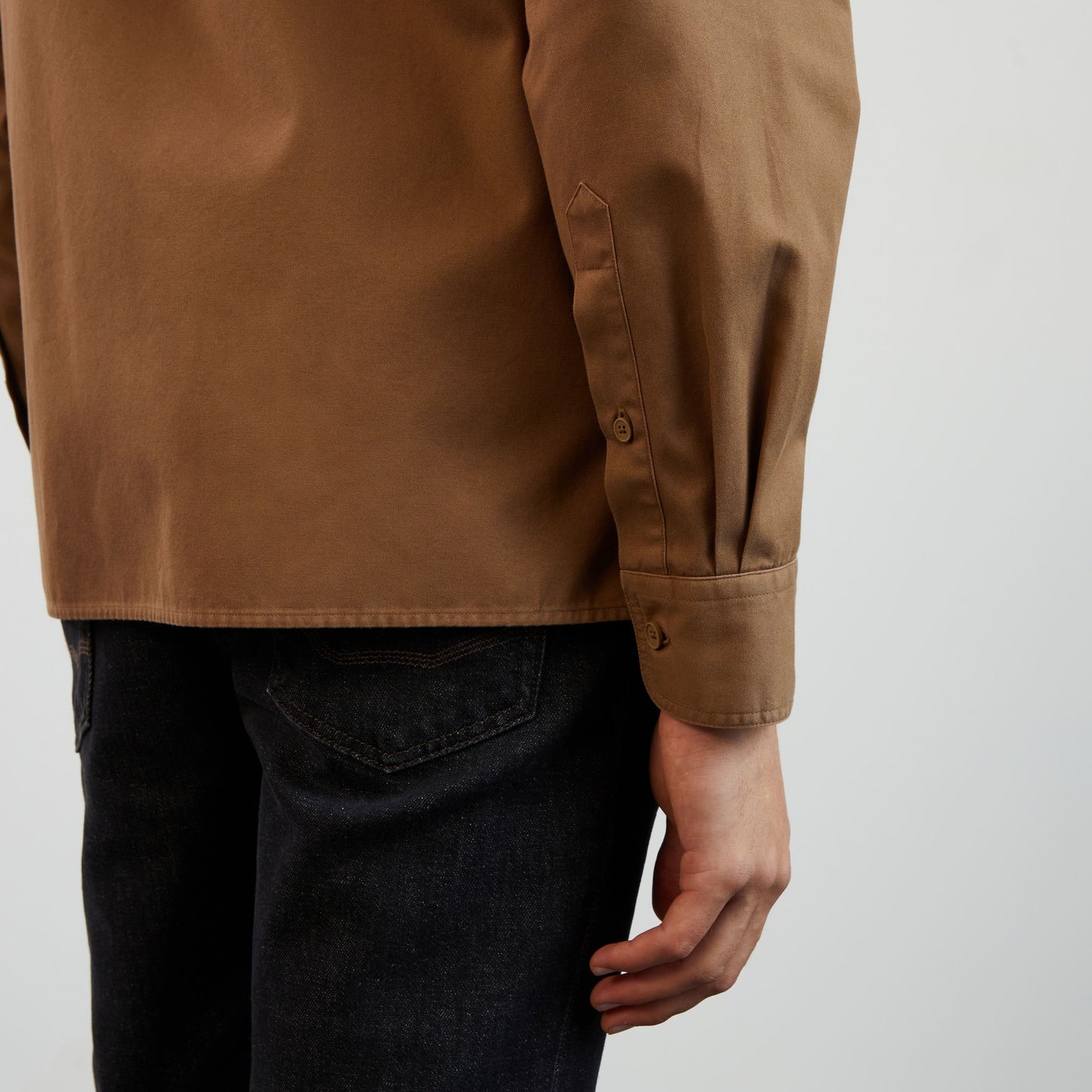 Plain dark beige twill shirt