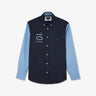 Blue colourblock shirt with no. 10 embroidery