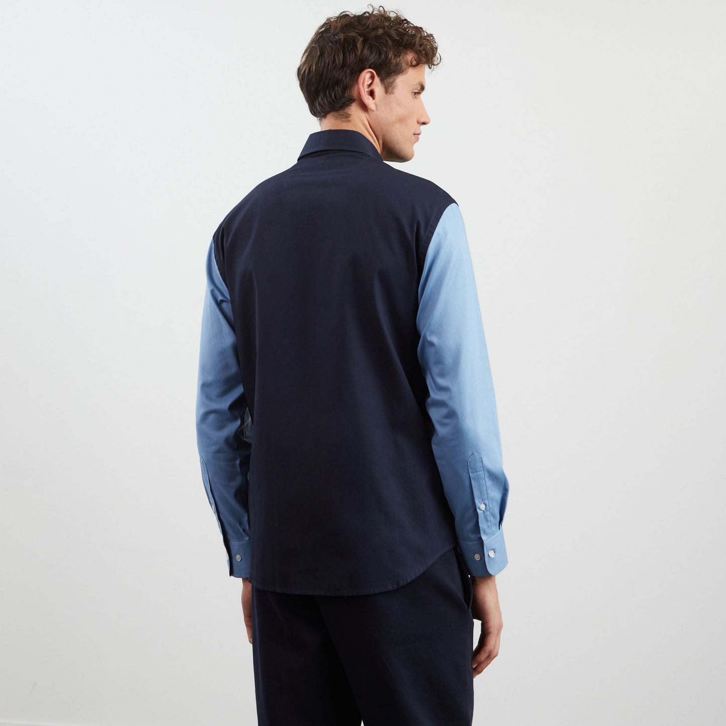 Blue colourblock shirt with no. 10 embroidery