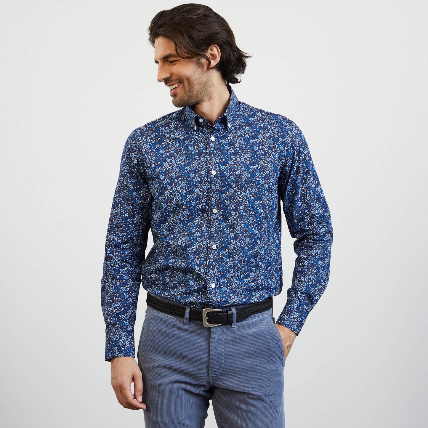 Blue blouse with exclusive floral print