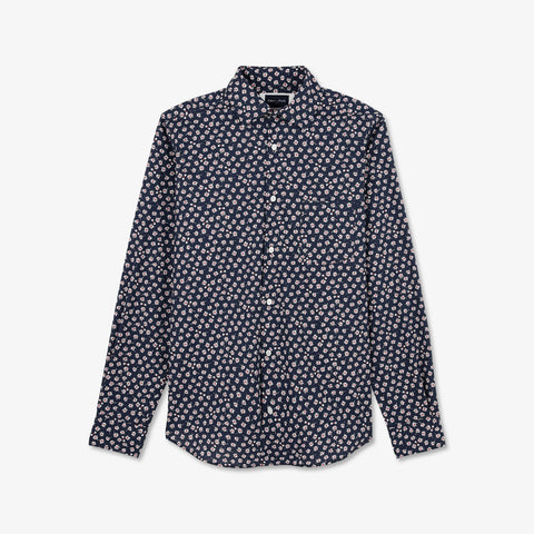 Navy blue shirt with exclusive floral print - Image 2