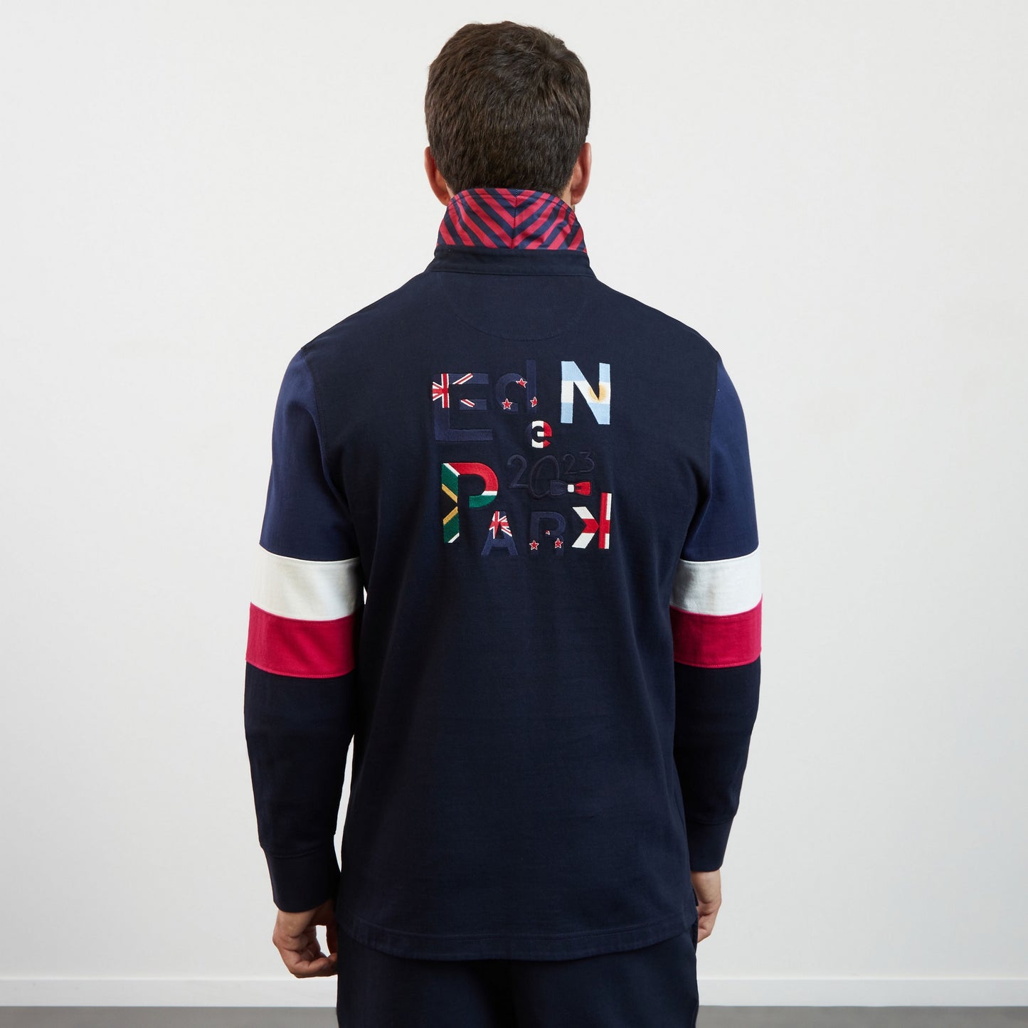 Dark blue colourblock rugby shirt with 2023 embroidery