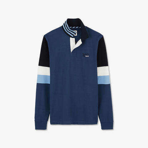 Blue colourblock polo shirt with 2023 embroidery - Image 2