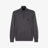 Dark grey zip-neck jumper in decorative cable knit
