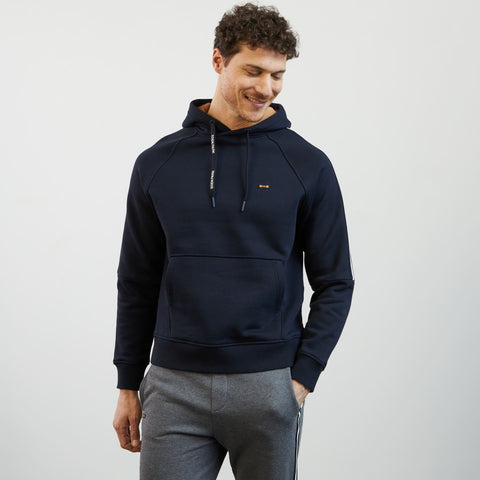 Dark blue hooded sweatshirt with flocked Eden Park details - Image 3