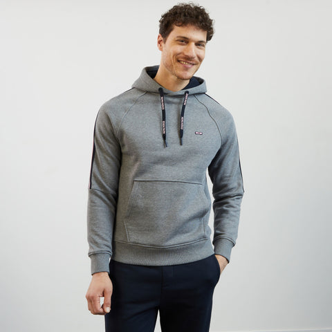 Grey hooded sweatshirt with flocked Eden Park details - Image 3