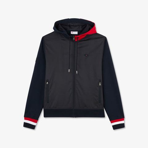 Navy blue colourblock hooded zip sweatshirt - Image 2
