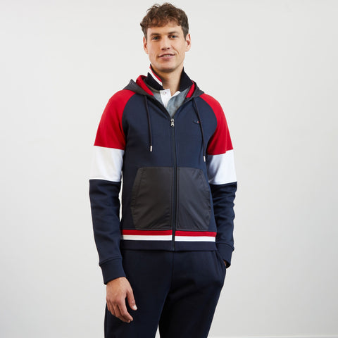 Red colourblock hooded zip sweatshirt - Image 3