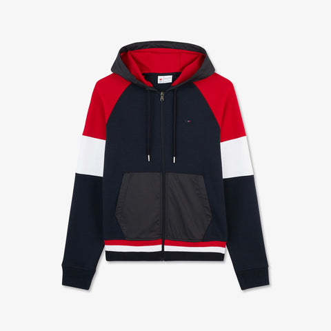 Red colourblock hooded zip sweatshirt - Image 2