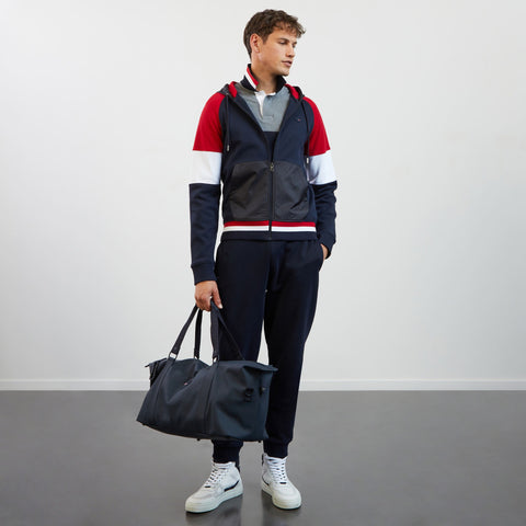 Red colourblock hooded zip sweatshirt - Image 1