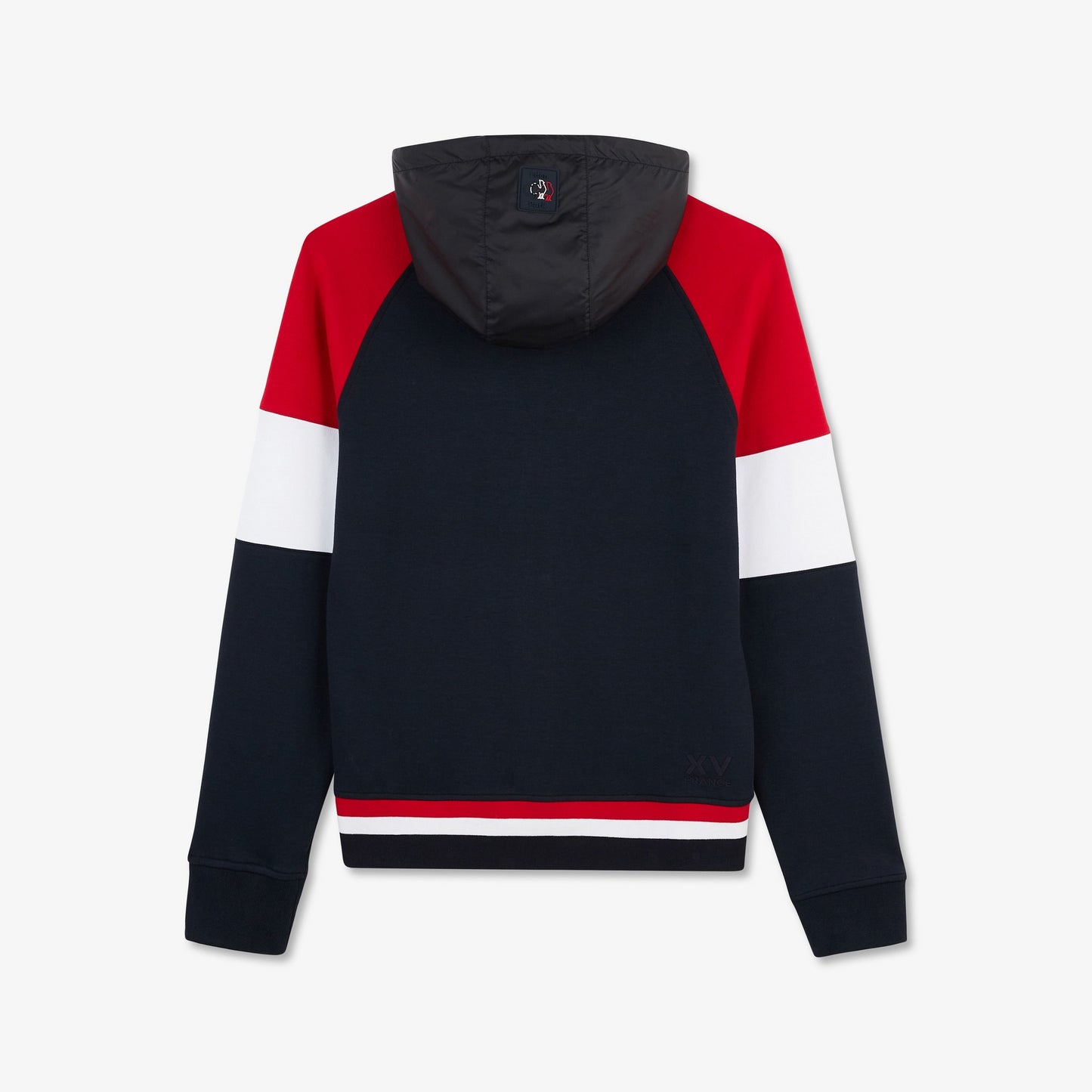 Red colourblock hooded zip sweatshirt