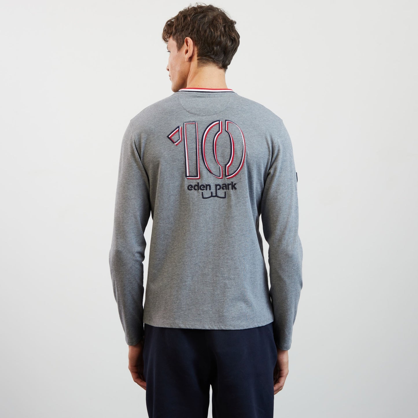 Grey long-sleeved T-shirt with no. 10 and XV de France embroidered detail