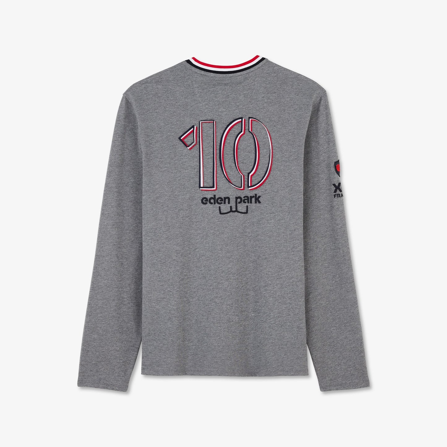 Grey long-sleeved T-shirt with no. 10 and XV de France embroidered detail