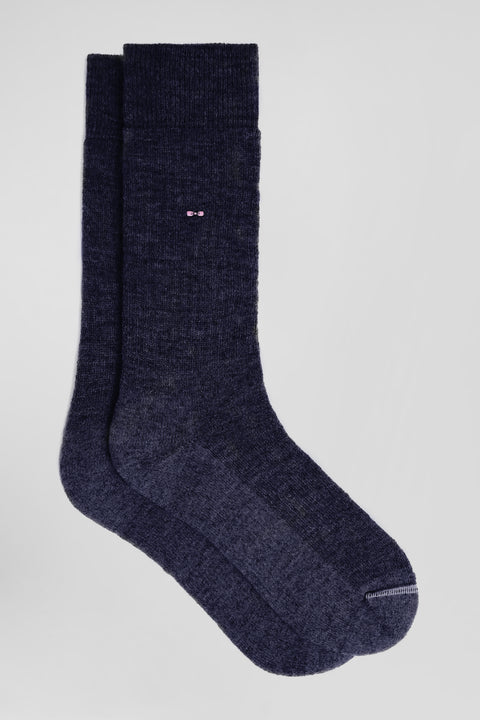 Navy wool and alpaca knee-high socks - Image 1