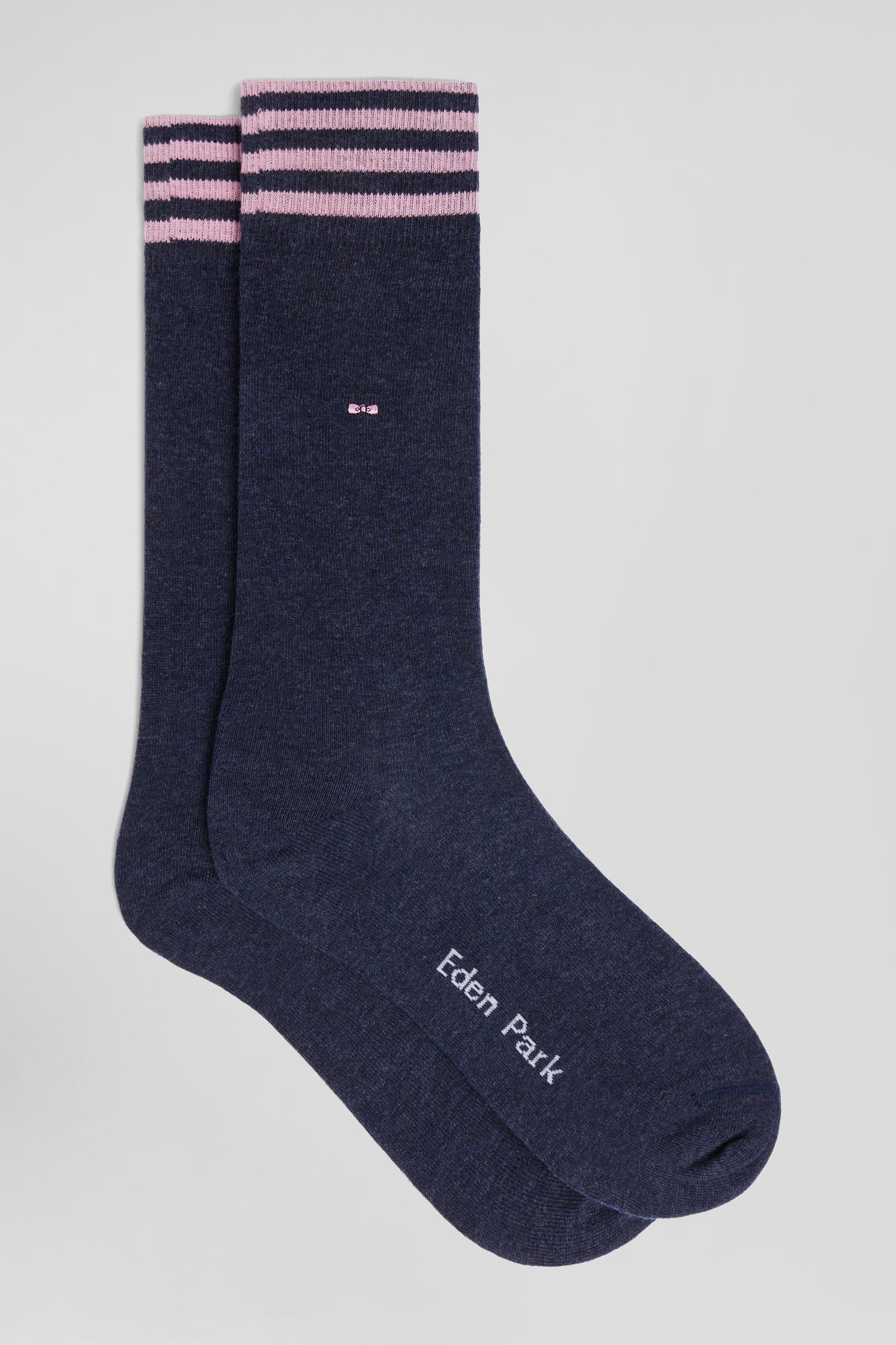 Blue socks with striped details in stretch cotton